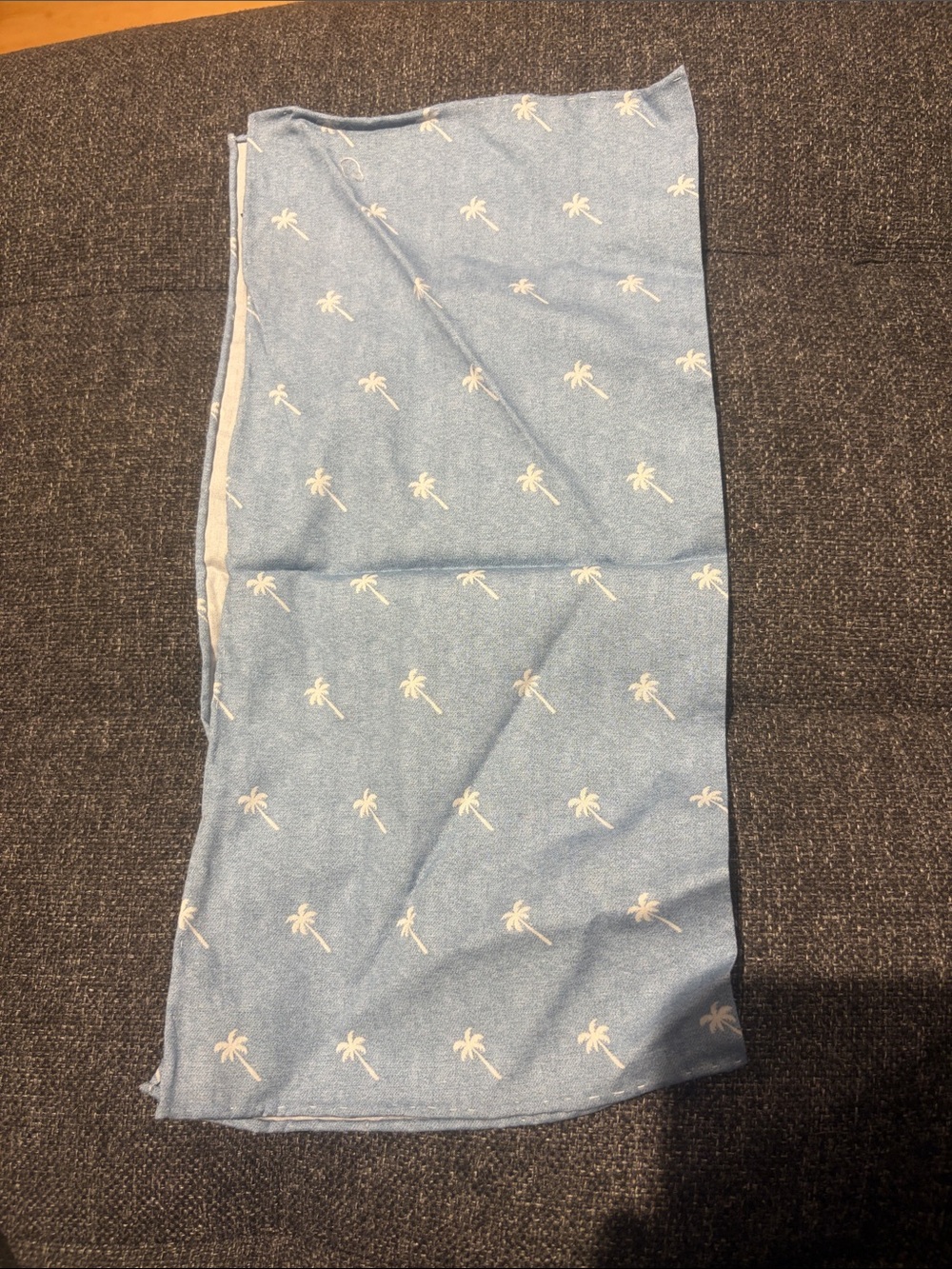 Men’s Light Blue Pocket Square with Palm Tree Pattern